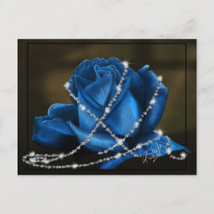 Beautiful Blue Rose wrapped in diamonds Postcard