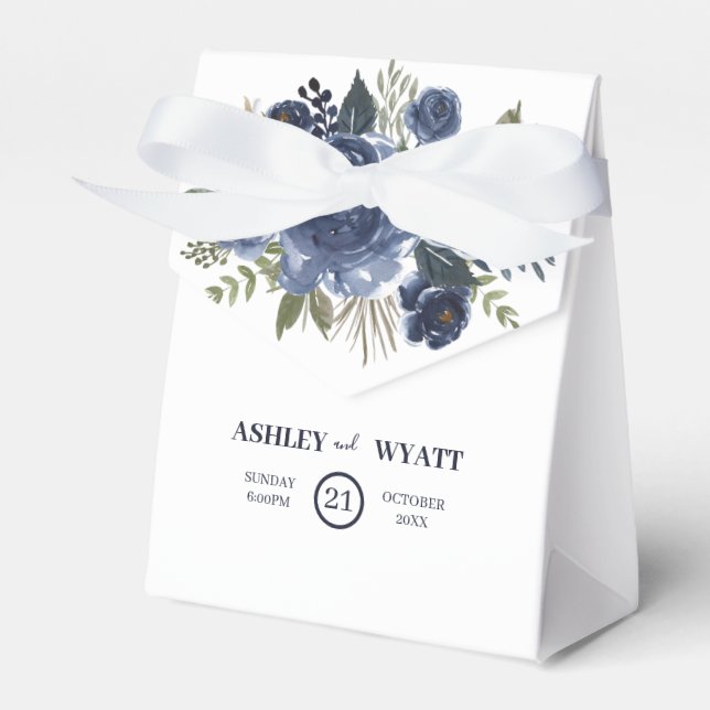 Beautiful Blue Roses Favor Box (Front Side)