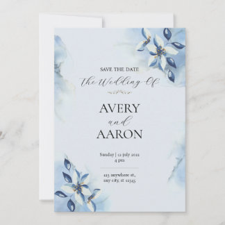 Beautiful Blue Save The Date Wedding Invitation