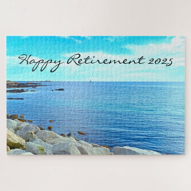 Beautiful Blue Sea Photo Azure Sky Retirement Jigsaw Puzzle (Horizontal)