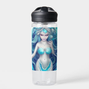 Beautiful Blue Seashell Mermaid Graphic Water Bottle