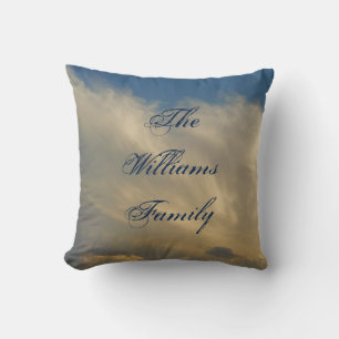 Beautiful Blue Sky Photo Family Name White Clouds Throw Pillow