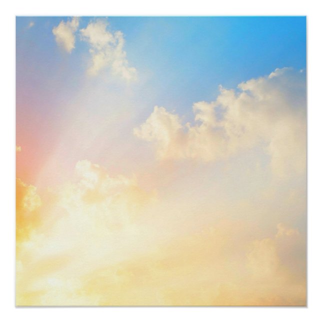 Beautiful Blue Sky with Clouds, Nature's Beauty Poster (Front)