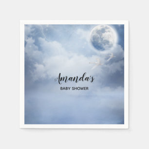 Beautiful Blue Sky with Flying Swans Napkin