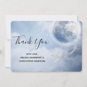 Beautiful Blue Sky with Flying Swans Thank You Card
