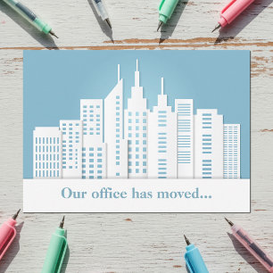 Beautiful Blue Skyline Business Change of Address Announcement