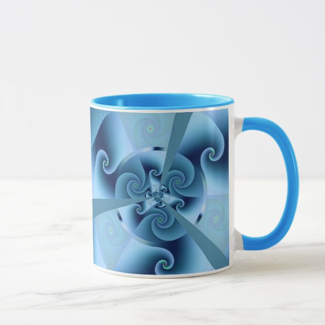 Beautiful Blue Spiral Fine Fractal Art Mug (Right)