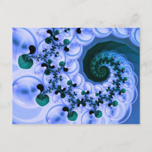Beautiful Blue Spiral Fine Fractal Art Postcard