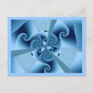 Beautiful Blue Spiral Fine Fractal Art Postcard