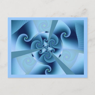 Beautiful Blue Spiral Fine Fractal Art Postcard