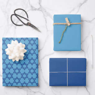 Beautiful Blue Star of David Wrapping Paper Sheet