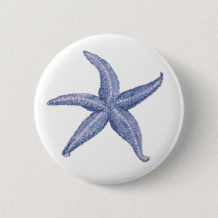 Beautiful Blue Starfish Illustration 2 Inch Round Button