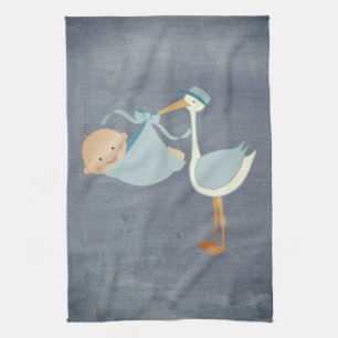 Beautiful Blue Stork Baby Shower Party Decor Kitchen Towel