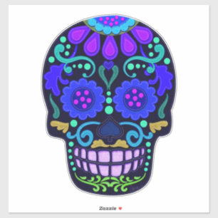 Beautiful Blue Sugar Skull   Faux Felt Look Large
