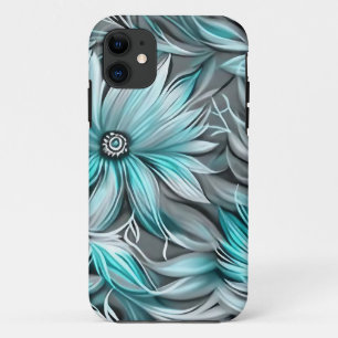 Beautiful Blue Teal Floral Print iPhone 11 Case