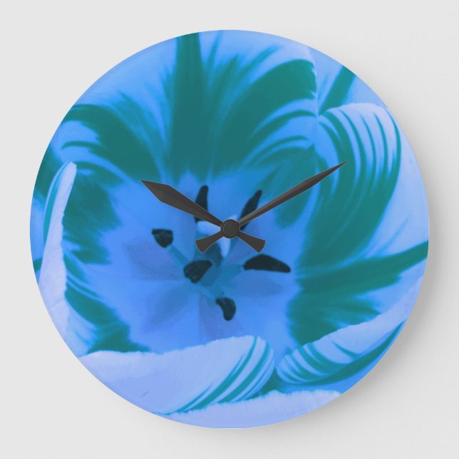 Beautiful Blue Tulip Wall Clock (Front)