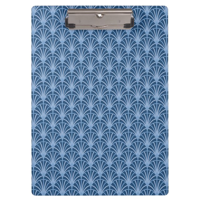 Beautiful Blue Vintage Japanese Fan Pattern Clipboard (Front)