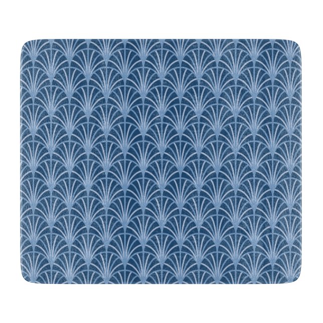 Beautiful Blue Vintage Japanese Fan Pattern Cutting Board (Front)
