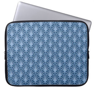 Beautiful Blue Vintage Japanese Fan Pattern Laptop Sleeve