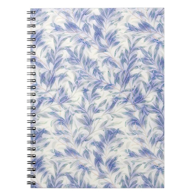 Beautiful Blue Vintage Style Leaf Spiral Notebook (Front)