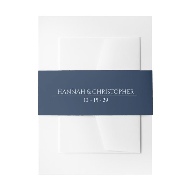 Beautiful Blue Wedding Invitation Belly Band (Front Example)