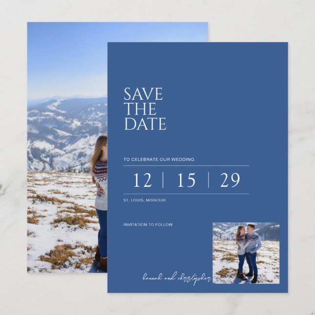 Beautiful Blue Wedding Save The Date (Front/Back)