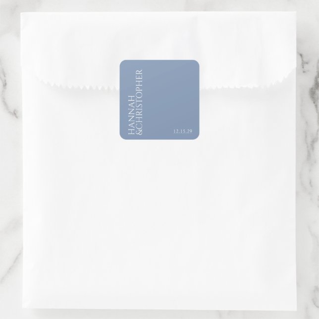Beautiful Blue Wedding Square Sticker (Bag)