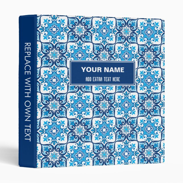💙🤍 Beautiful blue - white Azulejo pattern,  Binder (Front/Spine)