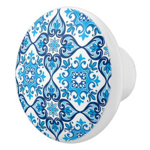 💙🤍 Beautiful blue - white Azulejos X,   Ceramic Knob