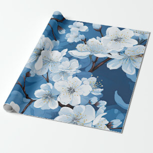 Beautiful Blue White Blooms Wrapping Paper