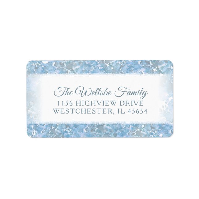 Beautiful Blue & White Floral Custom Address Label (Front)