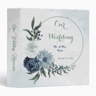 Beautiful blue white flowers greenery photo album  binder