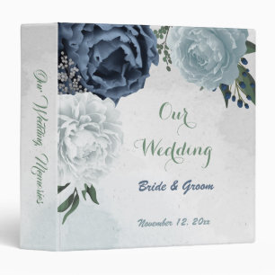 Beautiful blue white flowers greenery photo album binder