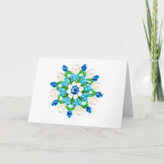Beautiful Blue White Green Quilled Flower Design Card