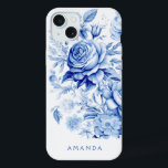 Beautiful Blue/White Personalized Roses iPhone 15 Plus Case<br><div class="desc">Gorgeous clean and traditional China blue/white watercolor style roses and wildflowers with text field for your name or monogram.</div>