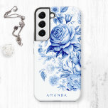 Beautiful Blue/White Personalized Roses Samsung Galaxy Case<br><div class="desc">Gorgeous clean and traditional China blue/white watercolor style roses and wildflowers with text field for your name or monogram.</div>