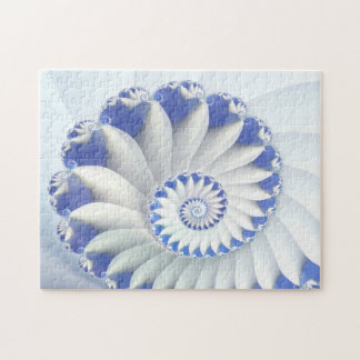 Beautiful Blue & White Sea Shell Fine Fractal Art Jigsaw Puzzle