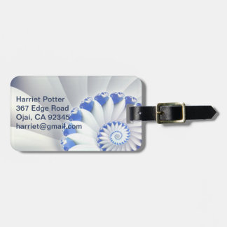 Beautiful Blue & White Sea Shell Fine Fractal Art Luggage Tag