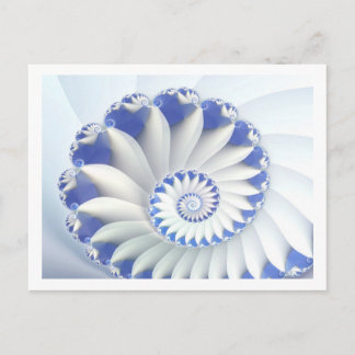 Beautiful Blue & White Sea Shell Fine Fractal Art Postcard