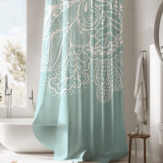 Beautiful Blue & WhiteVintage Lace shower Curtain (Creator Uploaded)