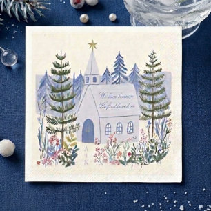 Beautiful Blue Winter Christian Wedding Napkin