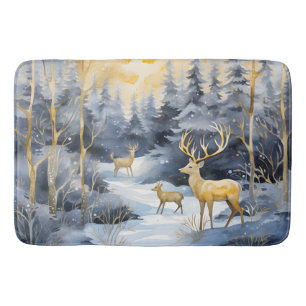 Beautiful Blue Winter Woods Scene Bath Mat