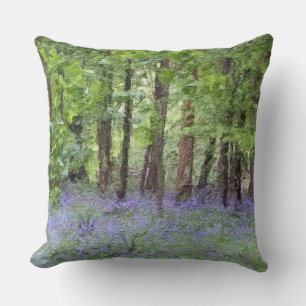 Beautiful Bluebell Wood Throw Pillow