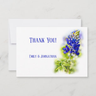 Beautiful Bluebonnet Floral, Modern Wedding, Thank You Card