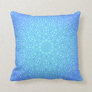 Beautiful Blues Kaleidoscope Pattern Throw Pillow