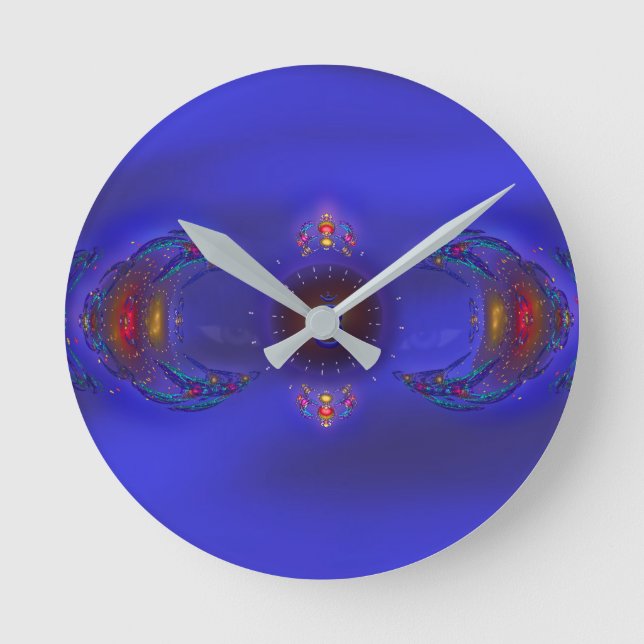 Beautiful Blues Timeless Time Piece Ajna - Silver Round Clock (Front)