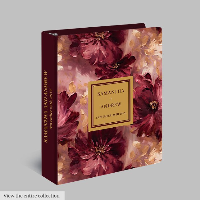 Beautiful Blush Burgundy Gold Wedding Ring Binder (Beautiful Blush Burgundy Gold Wedding Ring Binder)