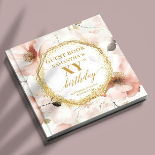 Beautiful Blush Ivory Gold Birthday Guest Book