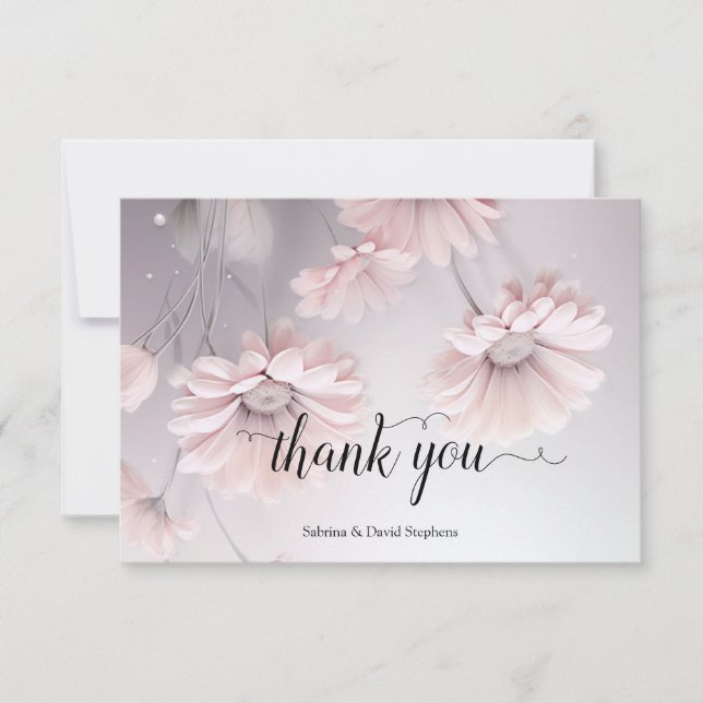 Beautiful Blush Pink Daisy Thank You  Card (Front)