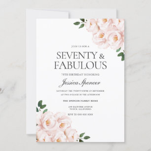 Beautiful Blush Pink Elegant 70th Birthday Invitation